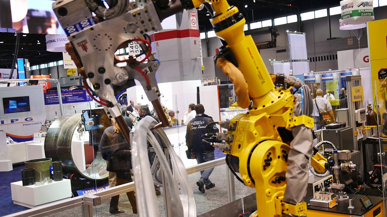 Fanuc robot with a spot welder